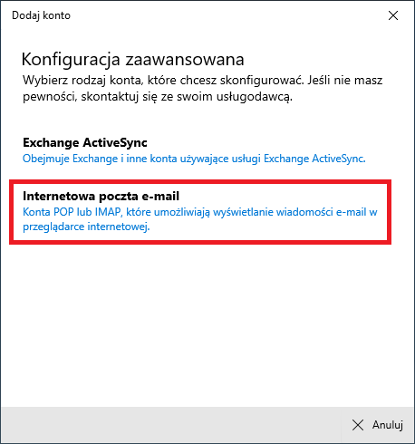 Poczta Windows 10